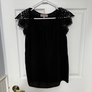 Philosophy Women's Black Top with Lace Sleeves